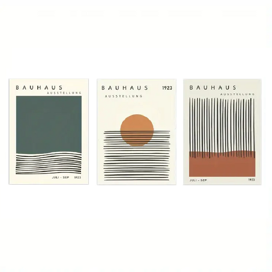 Set de 3  affiches en toile BAUHAUS GEOMETRIQUE MODERNE